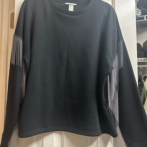 H&M Black Sweatshirt with Fringe Detail